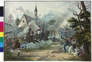 Combat entre soldats français et paysans tyroliens