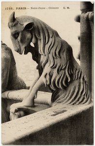 Gargouille ou chimère de la cathédrale Notre-Dame de Paris, construite entre 1163 et le XIVe siècle - Carte postale, collection Selva
