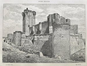 Medina del Campo. Le château de la Mota. Gravure. ESPAGNE. ARAGON. Saragosse. Académie militaire générale - Artist Unknown