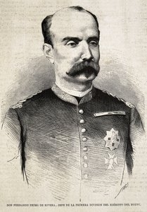 PRIMO DE RIVERA, Fernando (1831-1921). Militaire et politicien espagnol. Fernando Primo de Rivera, qui a combattu dans la Troisième Guerre carliste. Gravure.