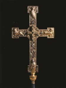 Croix processionnelle, reliquaire contenant les reliques du Bois Sacré de la Croix, XIIIe siècle - Artist Unknown