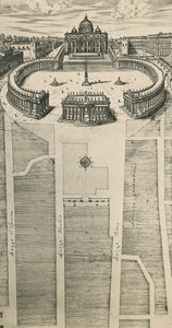 Place Saint-Pierre à Rome, gravure, Italie