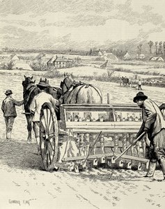 ROYAUME-UNI. ANGLETERRE. Révolution industrielle. Machine à percer inventée par Jethro Tull. Semis d