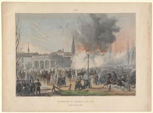 Bombardement de la porte du château et de la ville de Vienne le 31 octobre 1848