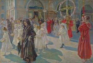Procession de la Fête-Dieu sur la Piazza Grande à Trieste