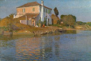 Île en face de Torcello (huile sur toile) - Arturo Noci