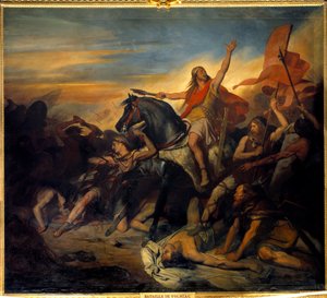 La bataille de Tolbiac, victoire de Clovis (466-511) sur les Alamans (496). Peinture par Ary Scheffer (1795-1858) - Ary Scheffer