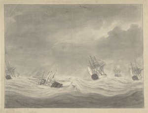 Le naufrage du navire De Unie sous le capitaine Comte de Welderen en mer du Nord, 19 octobre 1782