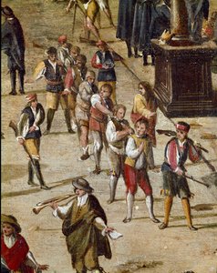 Place de la cour de la Vicaria à Naples au moment de la révolution de Masaniello Les criminels sont jugés devant l