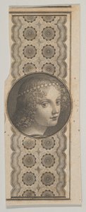 Motif de billet de banque avec une tête de fille dérivée de Léonard de Vinci contre un motif
