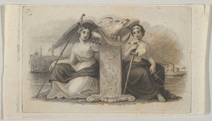 Vignette de billet de banque avec des figures féminines représentant la Liberté et la Justice, vers 1824-37 - Asher Brown Durand.