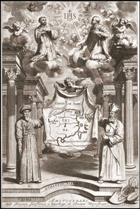 Adam Schall et Matteo Ricci en costume mandarin chinois, frontispice de « China » par Athanase Kircher - Athanasius Kircher