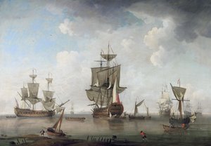 Hommes de guerre au port - attributed to Charles Brooking