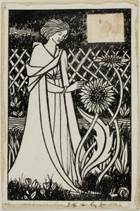 Étude décorative : Femme avec des tournesols - Aubrey Beardsley