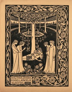 Comment quatre reines ont trouvé Lancelot endormi. Illustration du livre Le Morte d