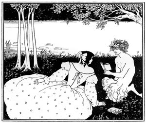 Pan lisant à une femme près d