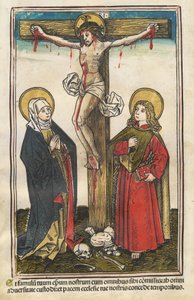 Christ en croix avec la Vierge et Saint Jean - Augsburg 15th Century