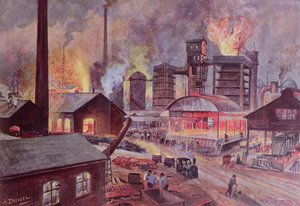 Usine avec haut fourneau, d