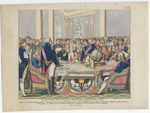 Le Congrès de Vienne (gravure colorée à la main)