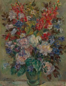 Nature morte aux fleurs (huile sur toile) - August Hermann Fricke