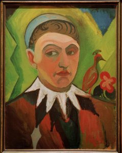 Clown, autoportrait caricaturé - August Macke