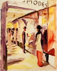 Une rue commerçante sous les arcades