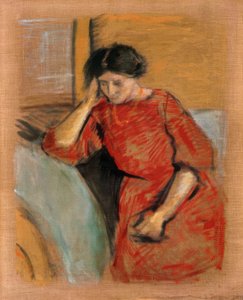 Élisabeth en robe rouge