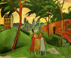 Paysage avec trois filles - August Macke