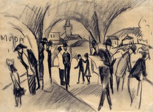 Scène sous les arcades à Thoune, 1913
