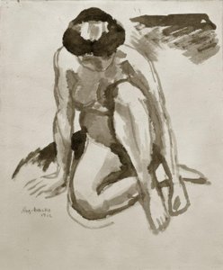 Nu assis, penché en avant - August Macke