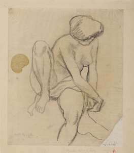 Nu féminin assis avec un drap - August Macke