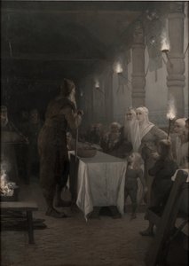 Frithiof arrive auprès du roi Ring (extrait de la saga de Frithiof) - August Malmström