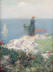 Scène de bord de mer (huile sur toile)