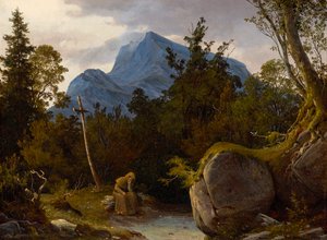 Moine dans les montagnes