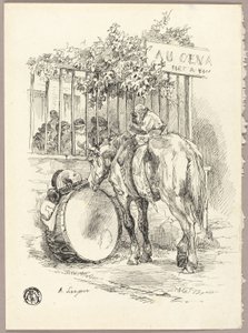 Cheval avec un singe sur le dos - Auguste Andre Lancon