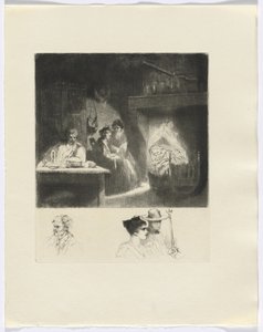 Frédéric Mistral : Mémoires et Récits de Frédéric Mistral : scène de famille/ buste de trois personnages (encart après la p. 48)