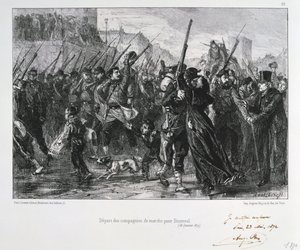 Soldats français partant pour Buzenval, Siège de Paris, Guerre franco-prussienne, 18 janvier 1871 - Auguste Bry