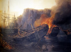 Français :  Le soir de la bataille de Navarin, 1827 Soirée de la bataille de Navarin