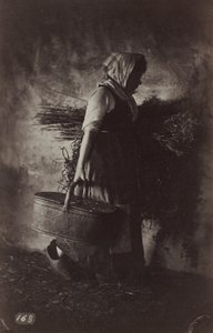 Paysanne portant un panier et du foin - Auguste Giraudon
