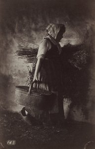 Paysanne portant un panier et du foin - Auguste Giraudon