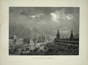 Les rangées commerciales supérieures sur la Place Rouge à Moscou, c. 1830 - Auguste Jean Baptiste Antoine Cadolle