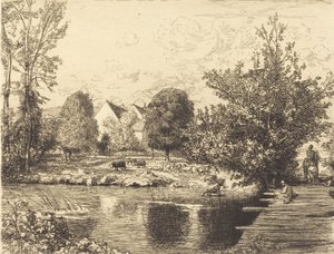 Vieille passerelle, bords du petit Morin, 1915 - Auguste Lepere