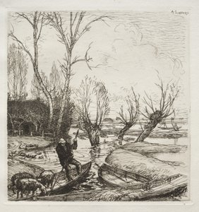 Au Marais Inondé: La Bergère - Auguste Louis Lepère
