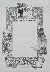 Almanach de Paris, 1897 : Bordure décorative, printemps - Auguste Louis Lepère