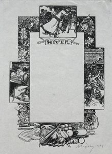 Almanach de Paris, 1897 : Bordure décorative, Hiver, 1897 - Auguste Louis Lepère
