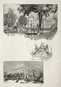 Rouen Illustré: La Musée, Fontaine St. Marie, Le Théâtre des Arts - Auguste Louis Lepère