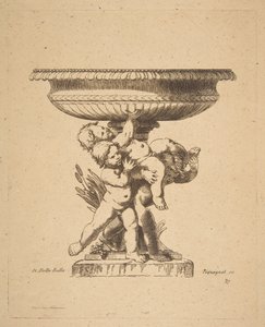 Conception ornementale de trois enfants tenant une fontaine, 19ème siècle