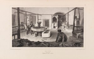 Bain tatar, salle de repos. De Voyage dans la Russie par Anatole de Demidoff, 1837 - Auguste Raffet