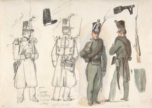 Uniformes de la garde civile à Courtrai, Belgique, 1832