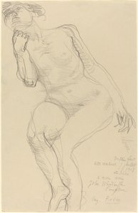 Nu féminin assis penché à gauche - Auguste Rodin